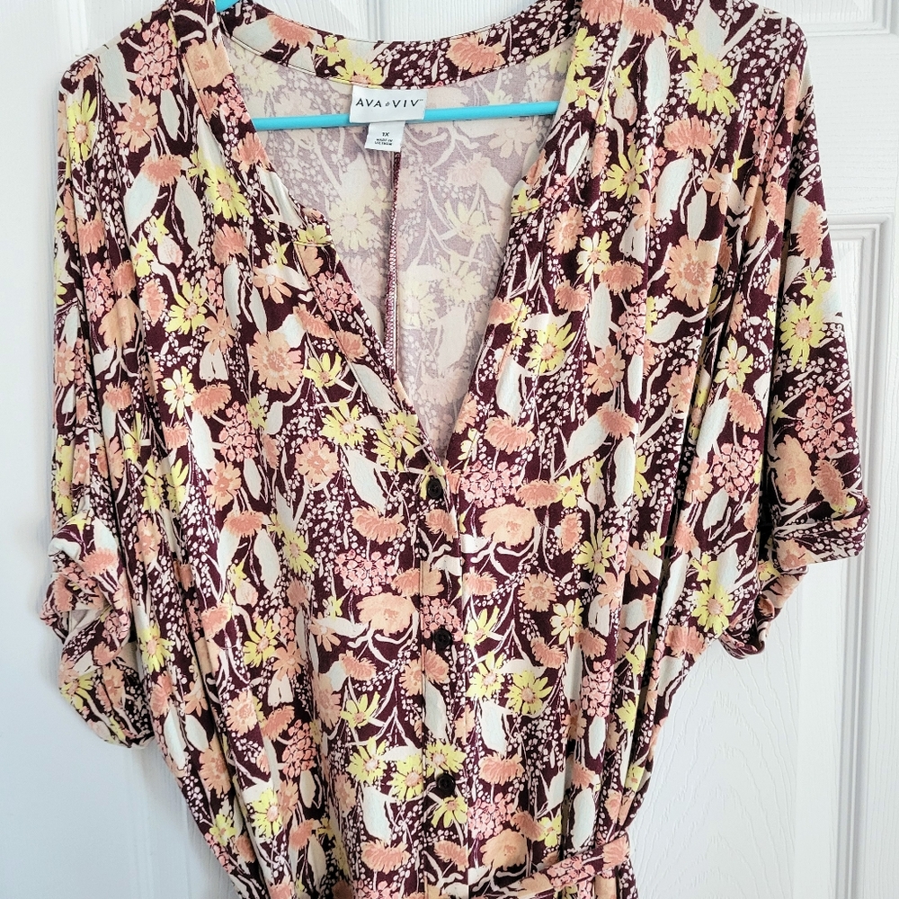 Ava & Viv Full Button Down Midi Shirt Dress